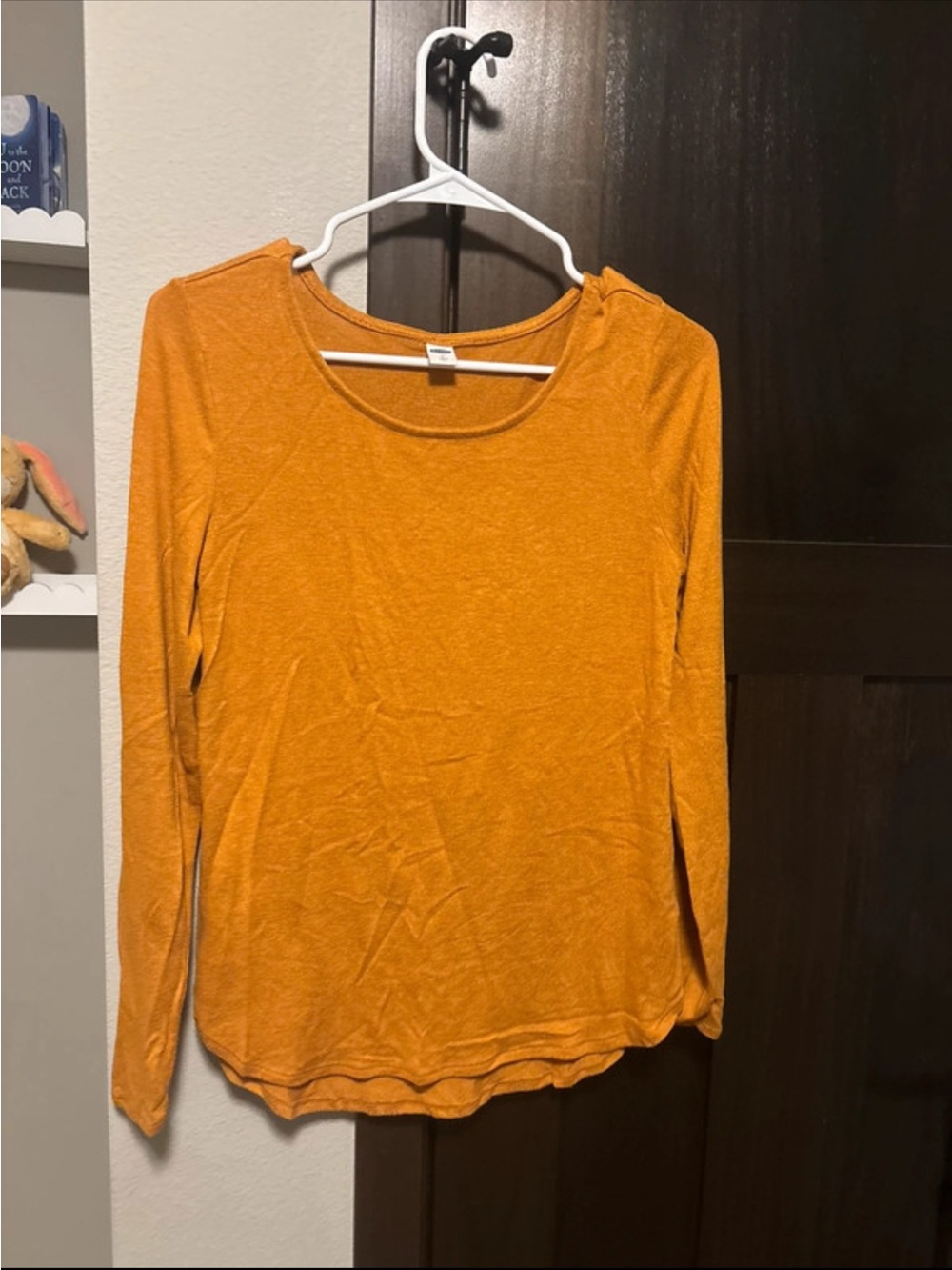 Old Navy Women's Long-Sleeve Crewneck Top in Pumpkin Orange